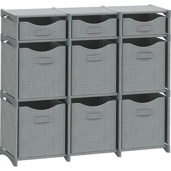 9 Cube Closet Organizer with Bins and Drawers