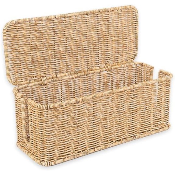 Rattan Cable Organizer Box for Desk and Power Strips