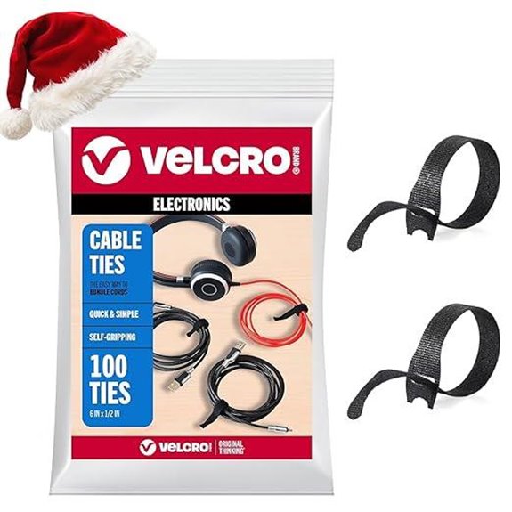 Velcro Reusable Cable Ties 100 Pack Black