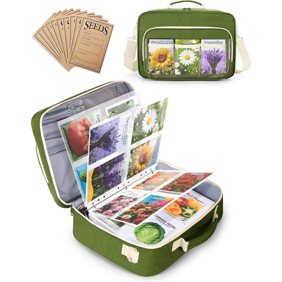 Seed Storage Organizer with 20 Reusable Seed Envelopes