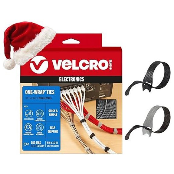 VELCRO 150-Pack Reusable Cable Ties for Organizing