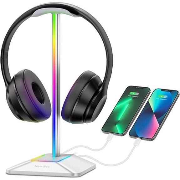 New Bee RGB Headphone Stand with USB Ports