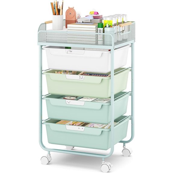 Rolling Utility Storage Cart with 4 Drawers