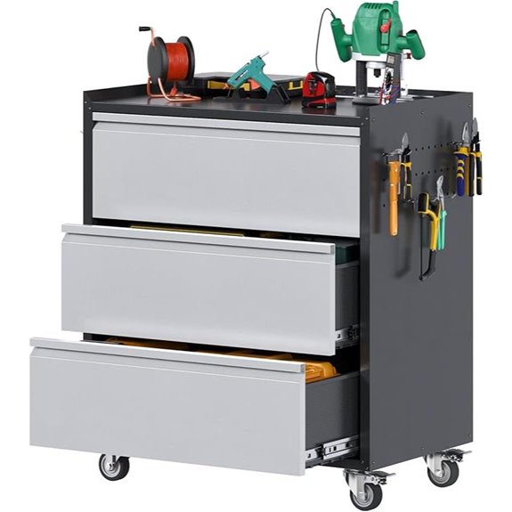 Aobabo Rolling Metal Tool Storage Cabinet (3-Drawer)