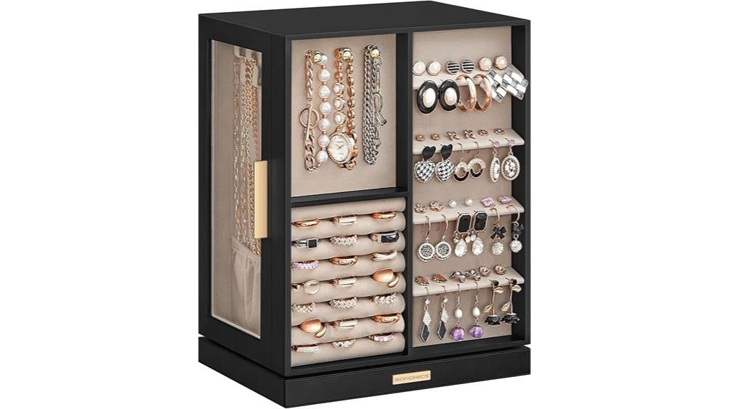 rotating jewelry box with drawers