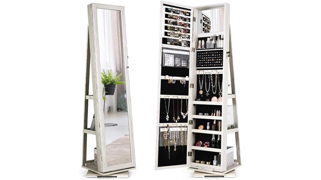 rotating jewelry storage mirror