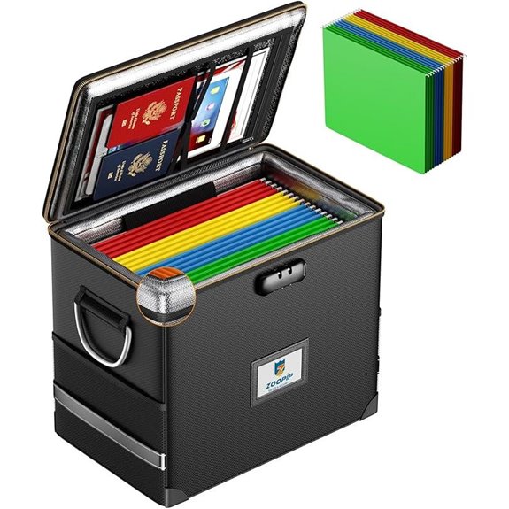 Fireproof File Organizer with Lock and Folders