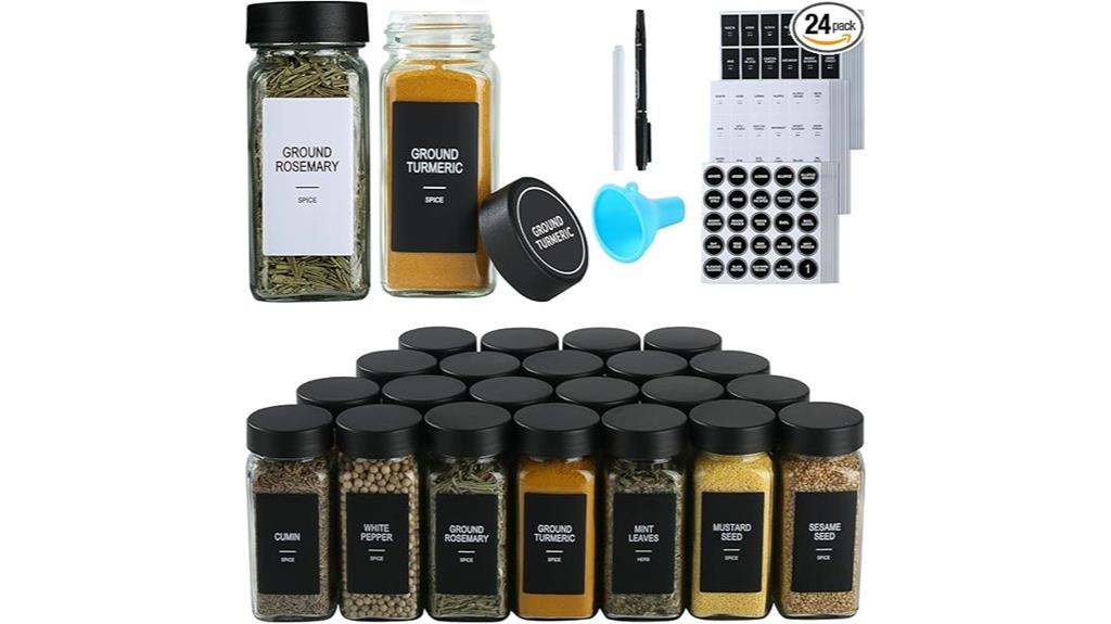 set of 24 glass spice jars
