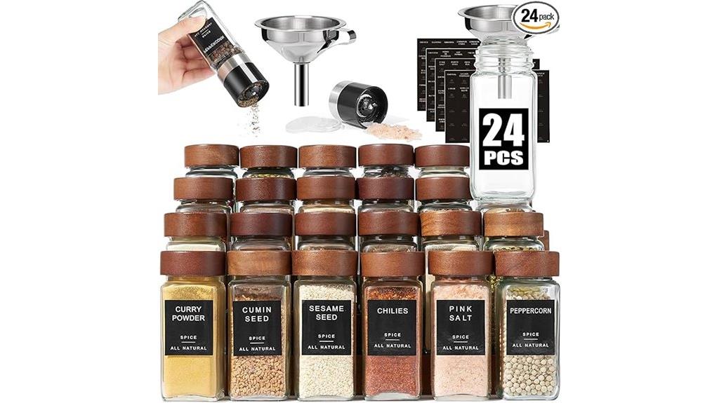 set of 24 glass spice jars