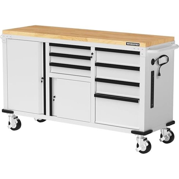 WORKPRO 62 7-Drawer Rolling Tool Chest with Power Strip