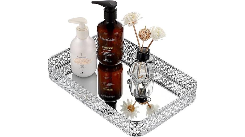 silver glass jewelry tray