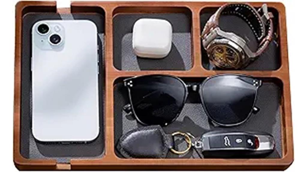 simple wooden tray with leather