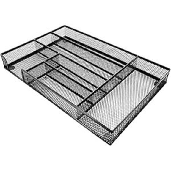 Metal Mesh Desk Drawer Organizer with 6 Compartments