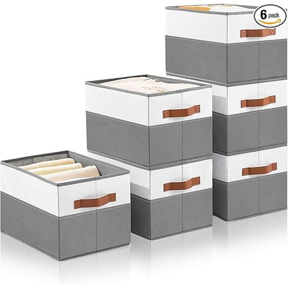 6 Pack Fabric Storage Bins with Handles