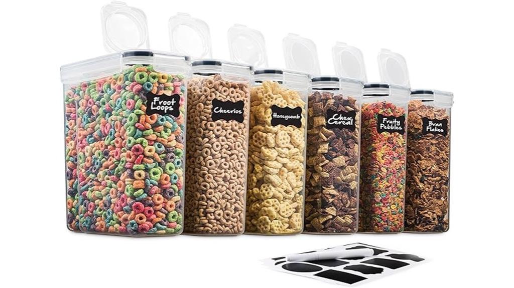 six pack airtight cereal containers