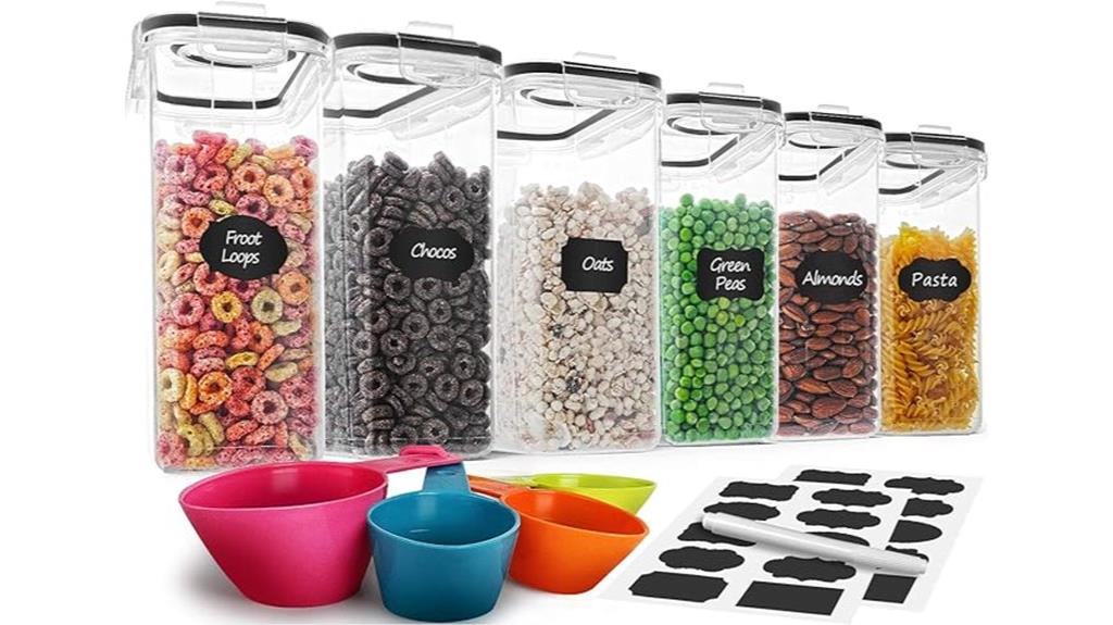 six pack airtight cereal containers