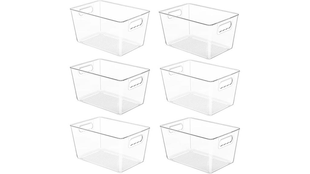 six pack clear bins