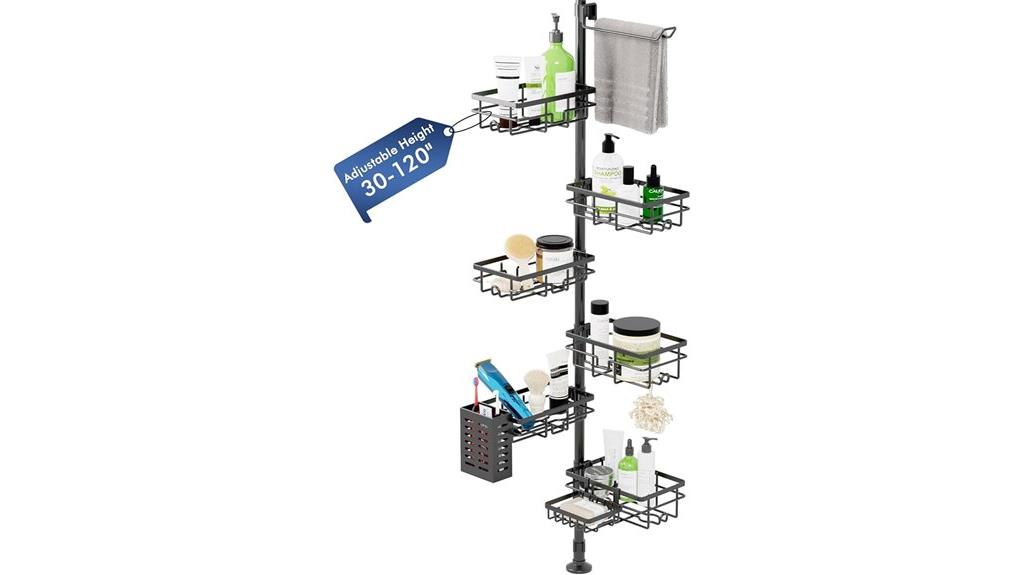 six piece tension shower organizer