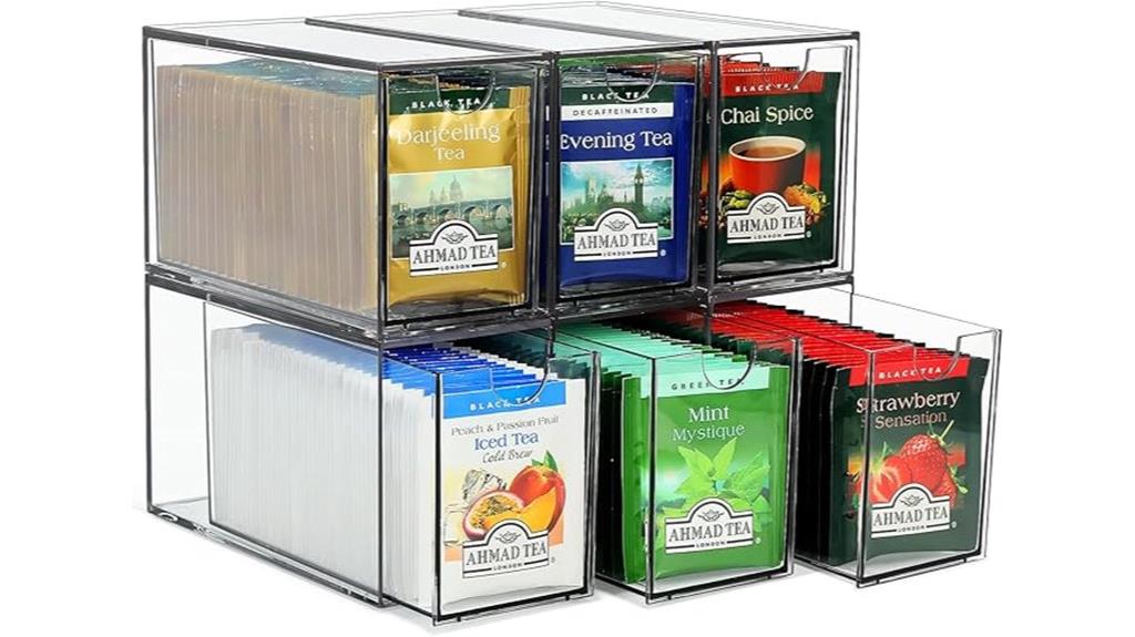 six tier tea bag storage