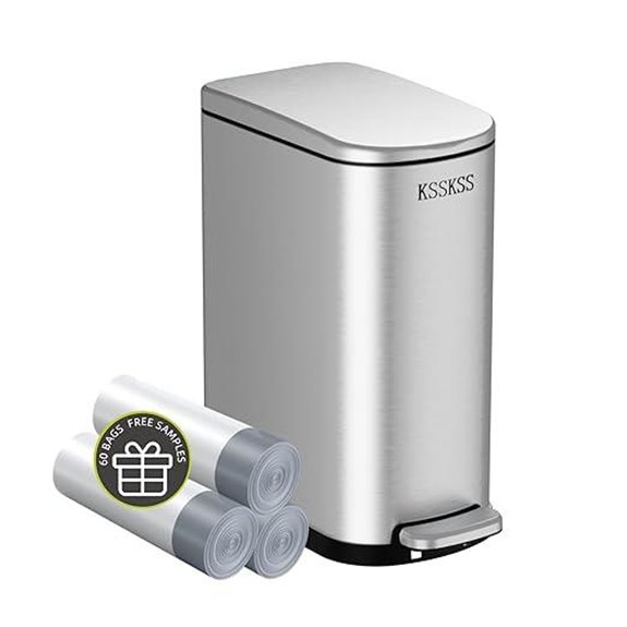 Slim 10L Stainless Steel Bathroom Trash Can