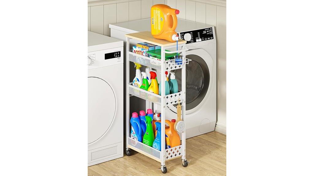 slim 4 tier storage cart