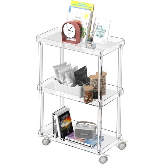 Aquiver Acrylic Slim 3-Tier Rolling Storage Cart