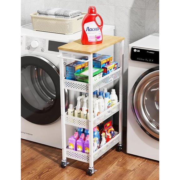Slim 4-Tier Utility Storage Cart with Wheels
