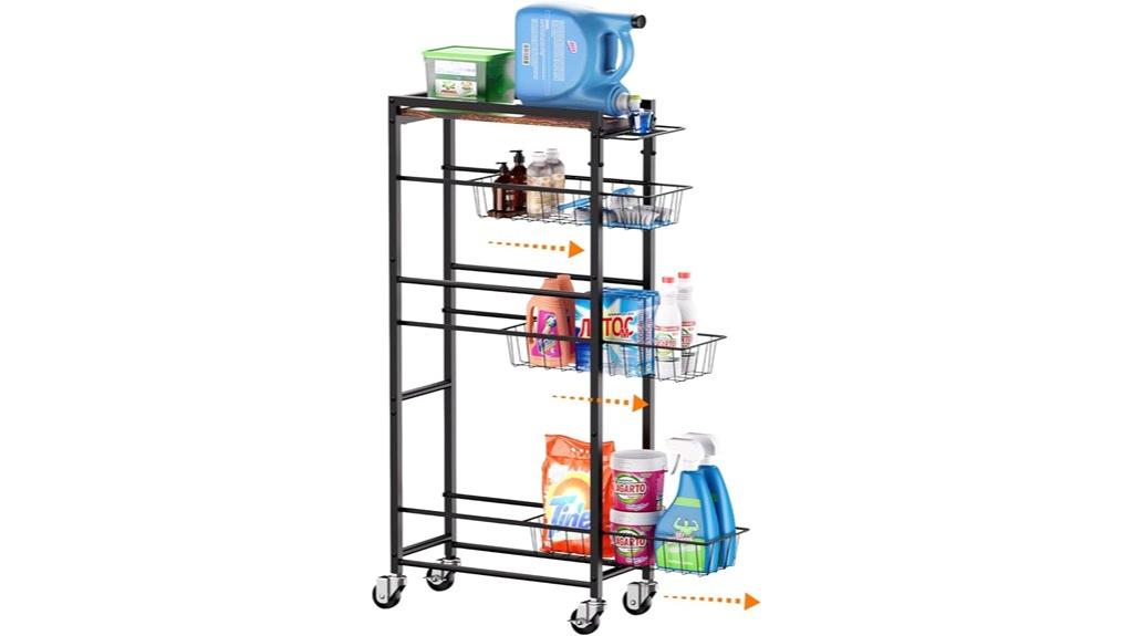 slim rolling basket cart