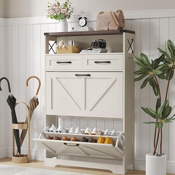 Maupvit Slim Shoe Cabinet with 4 Drawers