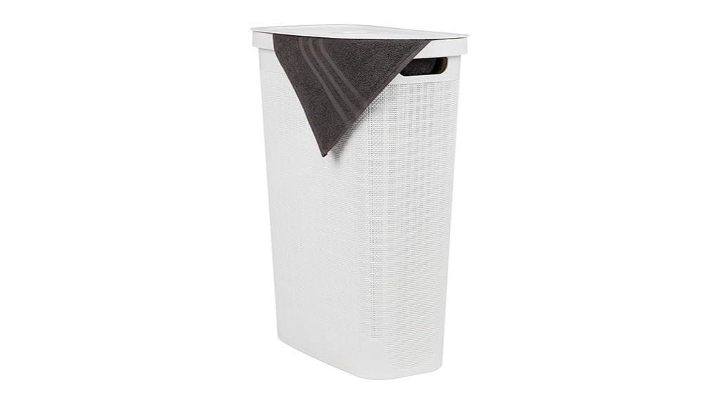 slim white linen hamper