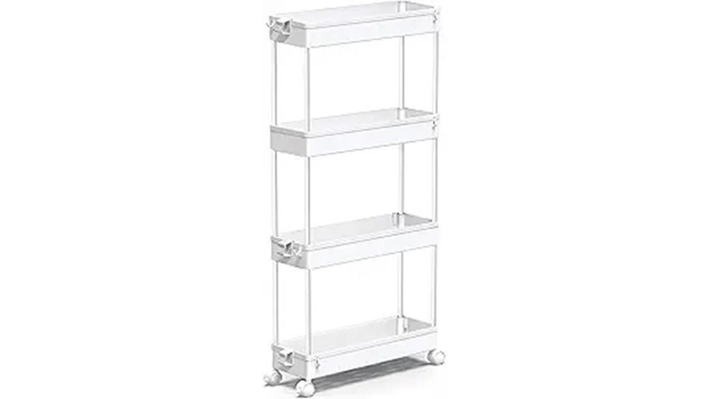 slim white rolling cart