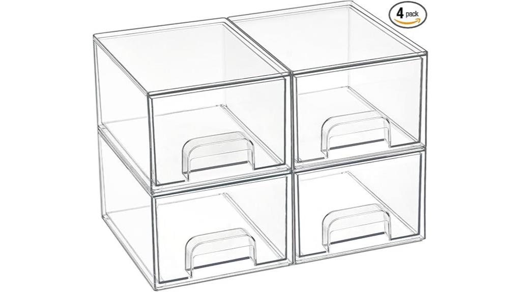 small clear stacking drawers