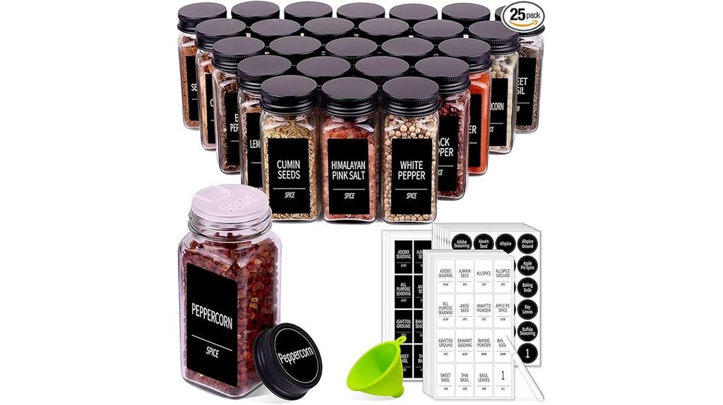 spice jars with labels