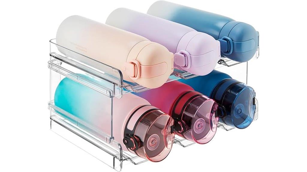 stackable cabinet water bottle organizer
