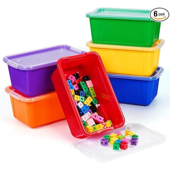 GAMENOTE Stackable Plastic Storage Bins with Lids (6 Pack)