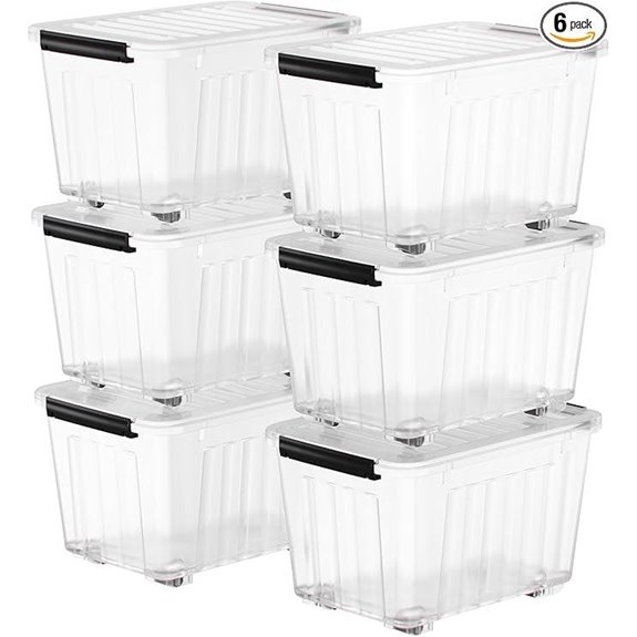 Nazhura 72 Qt Stackable Plastic Storage Bins (6 Pack)