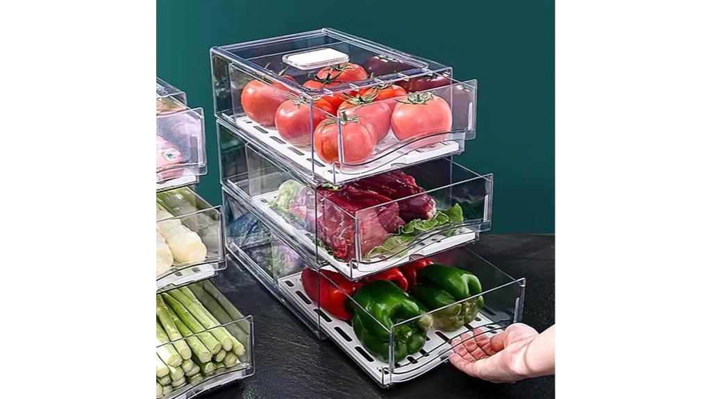 stackable refrigerator food bins