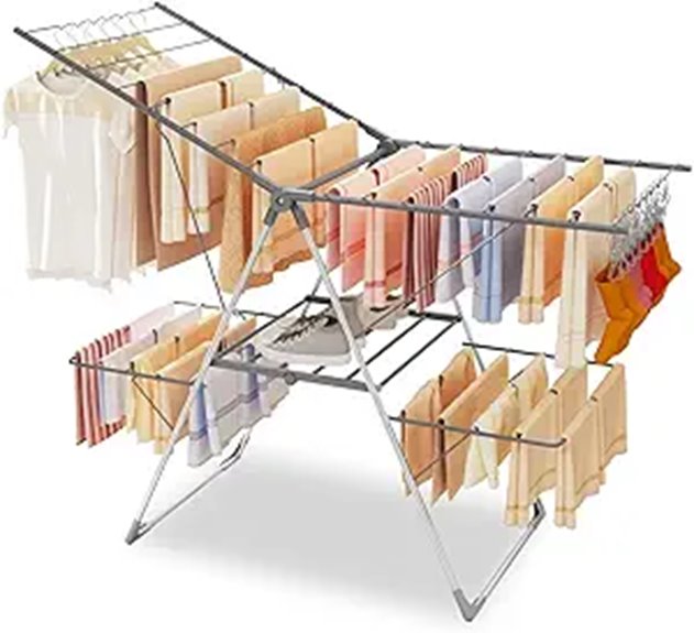 Bigzzia 2-Level Foldable Stainless Steel Clothes Drying Rack