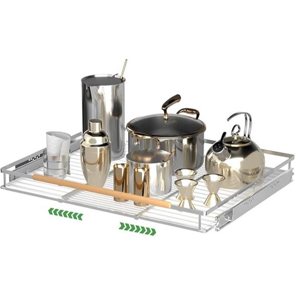 Adjustable Pull-Out Kitchen Shelves Stainless Steel 1 Pack