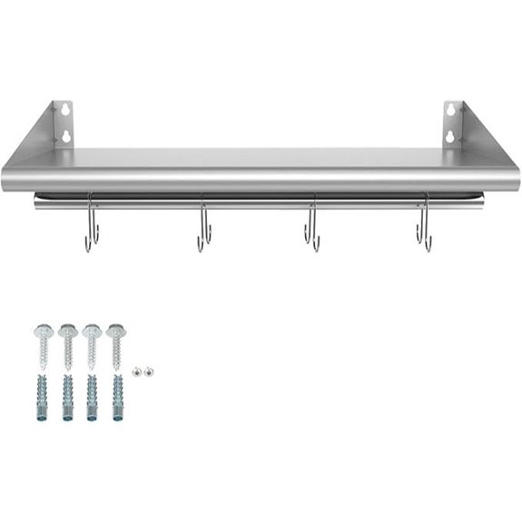 Skyflame Stainless Steel Wall Shelf with Hooks