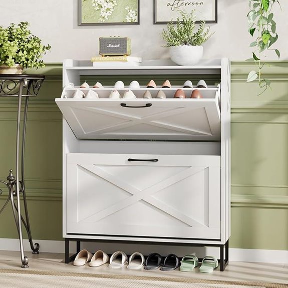 Maupvit Shoe Cabinet with 2 Flip Drawers