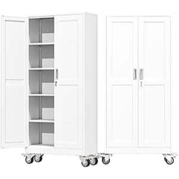 Tall Metal Garage Storage Cabinet with Wheels