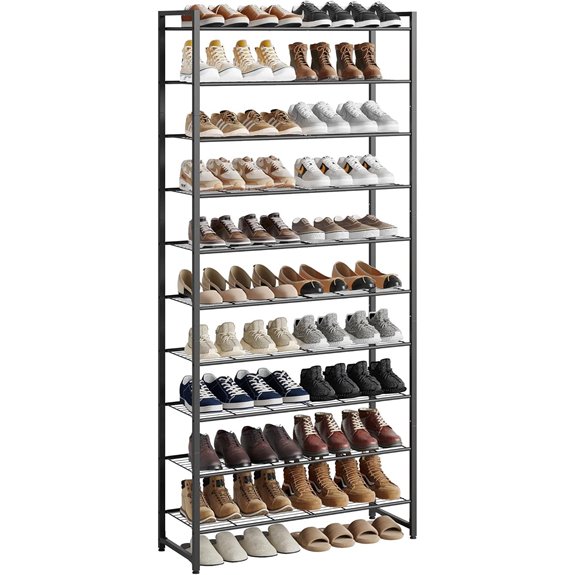 Metal Shoe Rack Organizer 10 Tiers Holds 50 Pairs