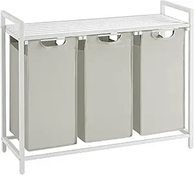 VASAGLE 3-Bag Laundry Hamper with Shelf