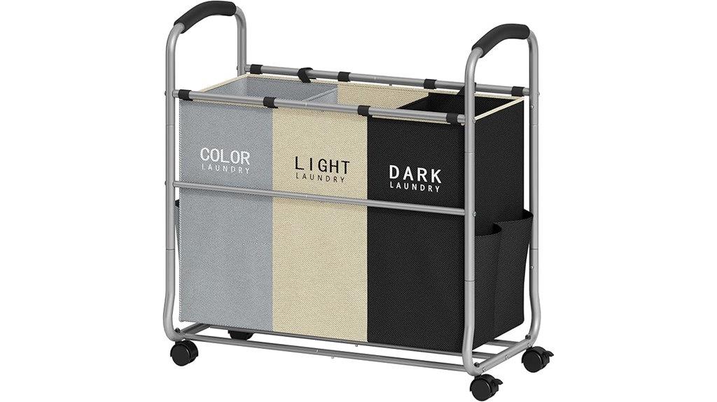 three compartment laundry sorter