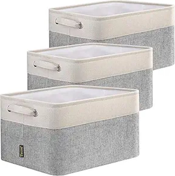 BALEINE 3 Pack Fabric Storage Bins for Shelves