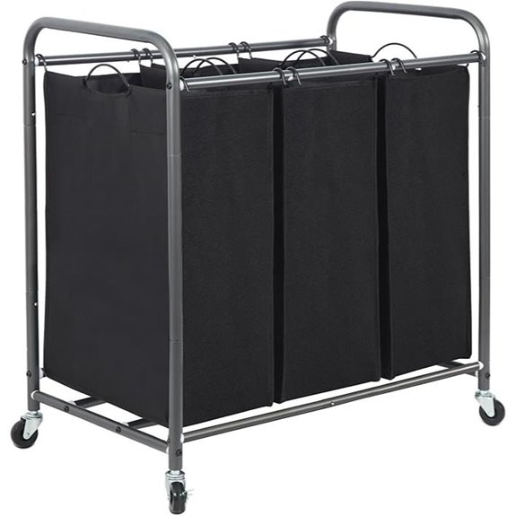 Storage Maniac 3-Section Laundry Sorter with Wheels