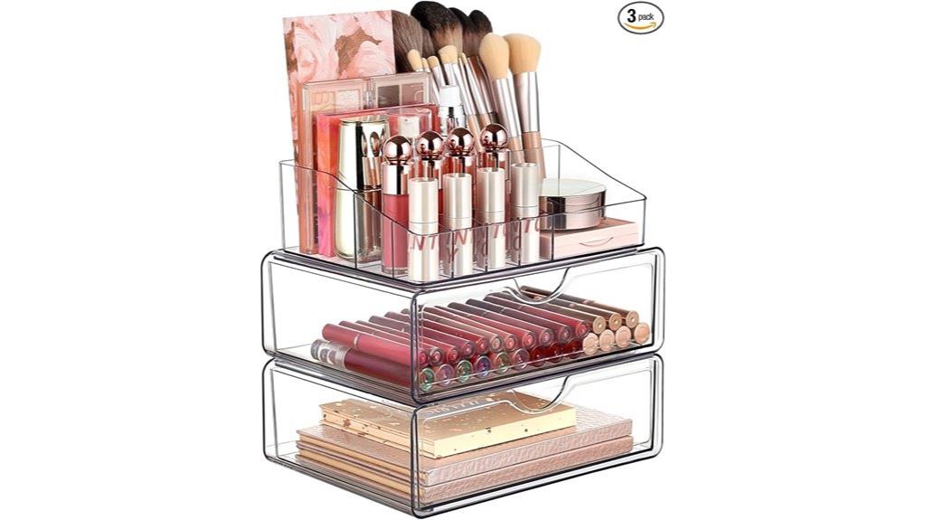 three tier clear makeup organizer