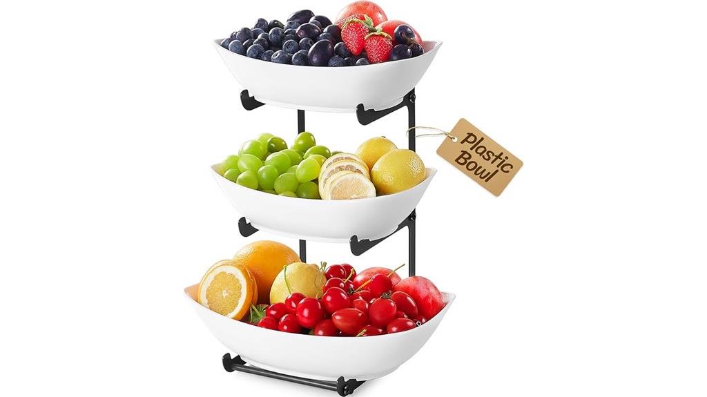 three tier plastic fruit basket