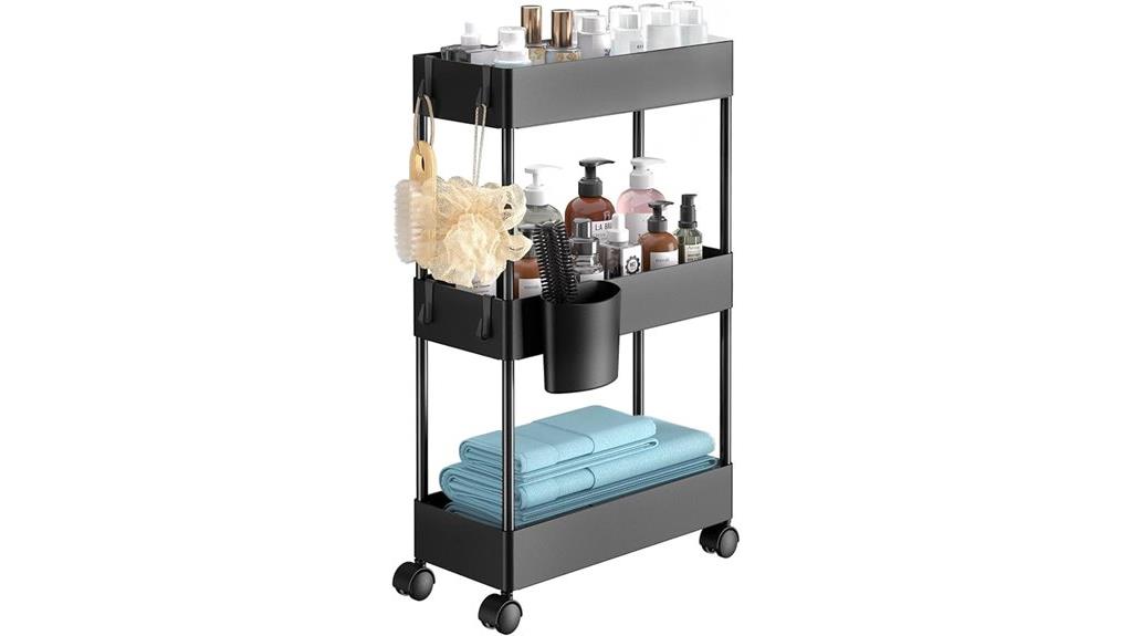 three tier wheeled storage cart